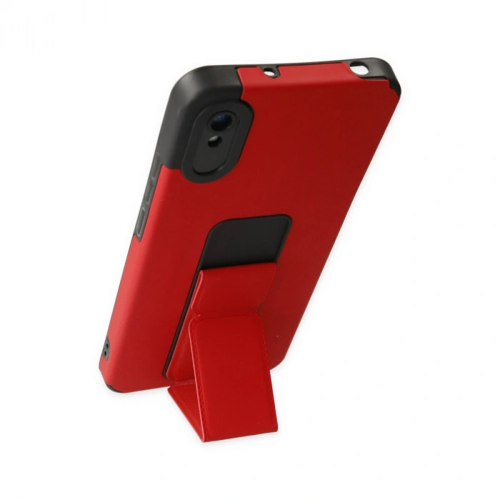 Xiaomi Redmi 9a Kılıf Mega Standlı Silikon - Kırmızı