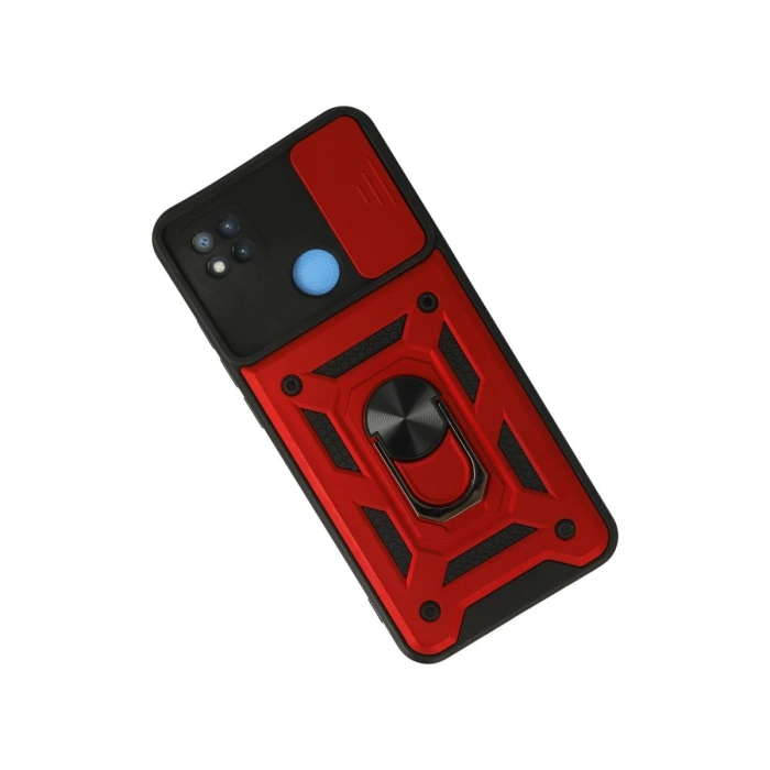Xiaomi Redmi 9c Kılıf Pars Lens Yüzüklü Silikon - Kırmızı