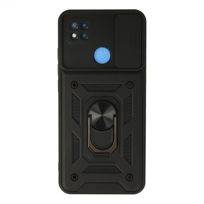 Xiaomi Redmi 9c Kılıf Pars Lens Yüzüklü Silikon - Siyah