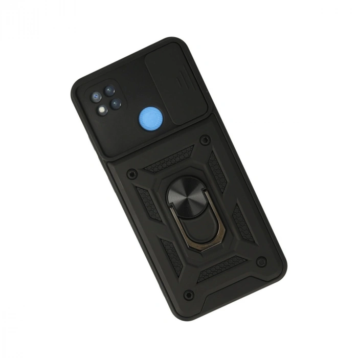 Xiaomi Redmi 9c Kılıf Pars Lens Yüzüklü Silikon - Siyah