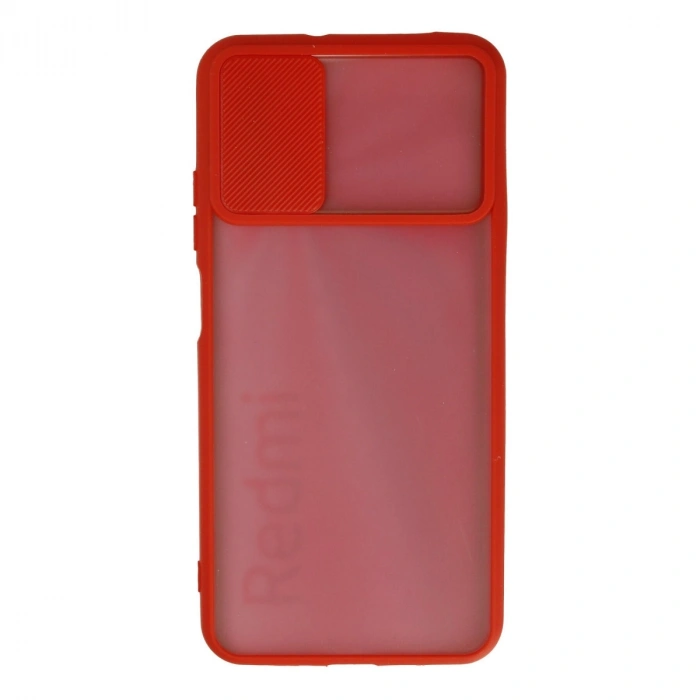Xiaomi Redmi 9t Kılıf Palm Buzlu Kamera Sürgülü Silikon - Kırmızı