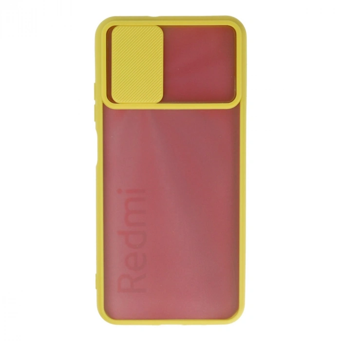 Xiaomi Redmi 9t Kılıf Palm Buzlu Kamera Sürgülü Silikon - Sarı