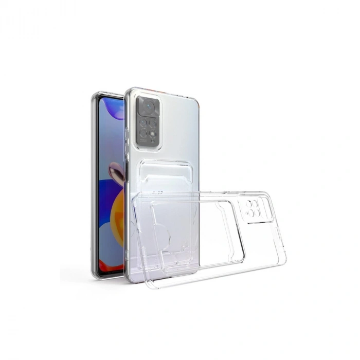 Xiaomi Redmi Note 11 Kılıf Kart Şeffaf Silikon - Şeffaf