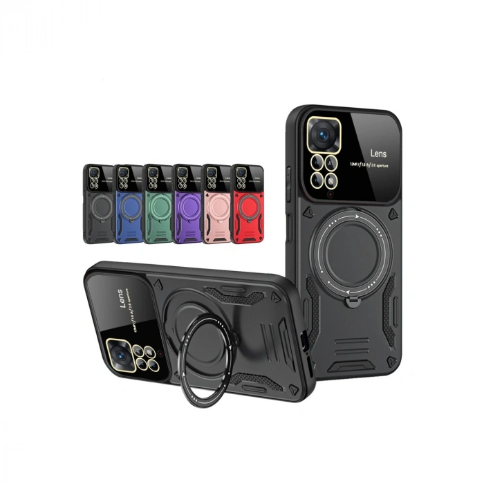 Xiaomi Redmi Note 12 Pro 4g Kılıf Joy Lens Standlı Kapak - Mor