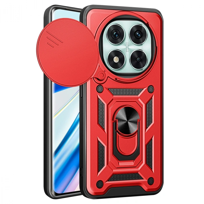 Xiaomi Redmi Note 14 Pro 4g Kılıf Pars Lens Yüzüklü Silikon - Kırmızı