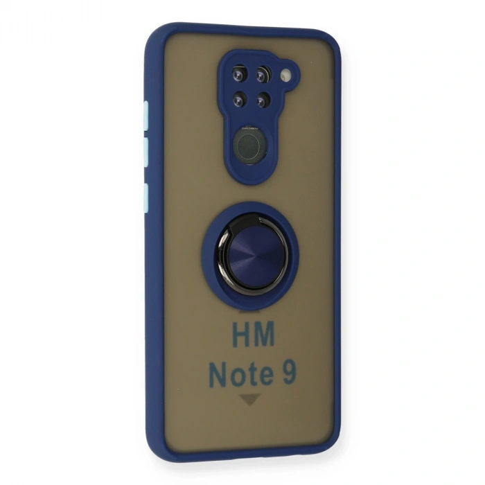 Xiaomi Redmi Note 9 Kılıf Montreal Yüzüklü Silikon Kapak - Lacivert