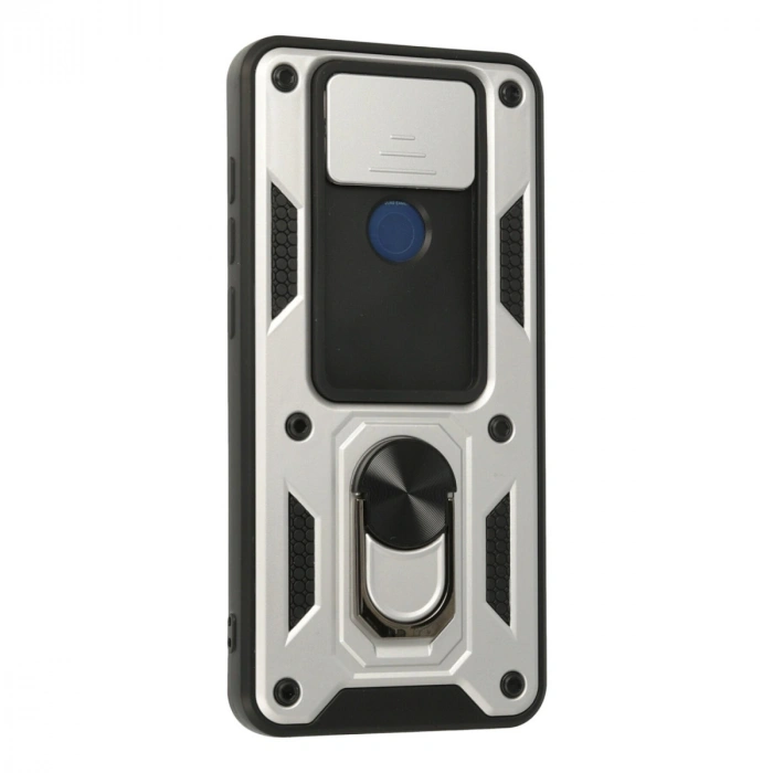 Xiaomi Redmi Note 9 Kılıf Pars Lens Yüzüklü Silikon - Gümüş