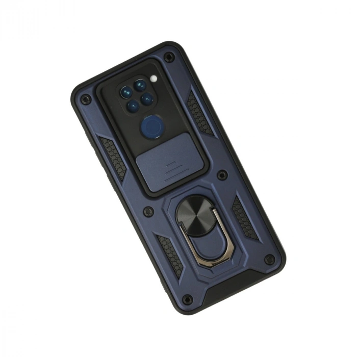 Xiaomi Redmi Note 9 Kılıf Pars Lens Yüzüklü Silikon - Lacivert
