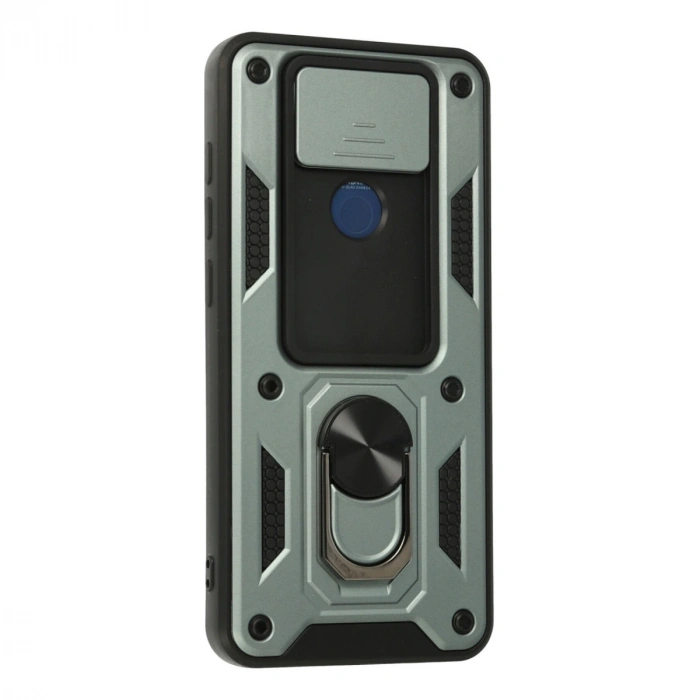 Xiaomi Redmi Note 9 Kılıf Pars Lens Yüzüklü Silikon - Yeşil