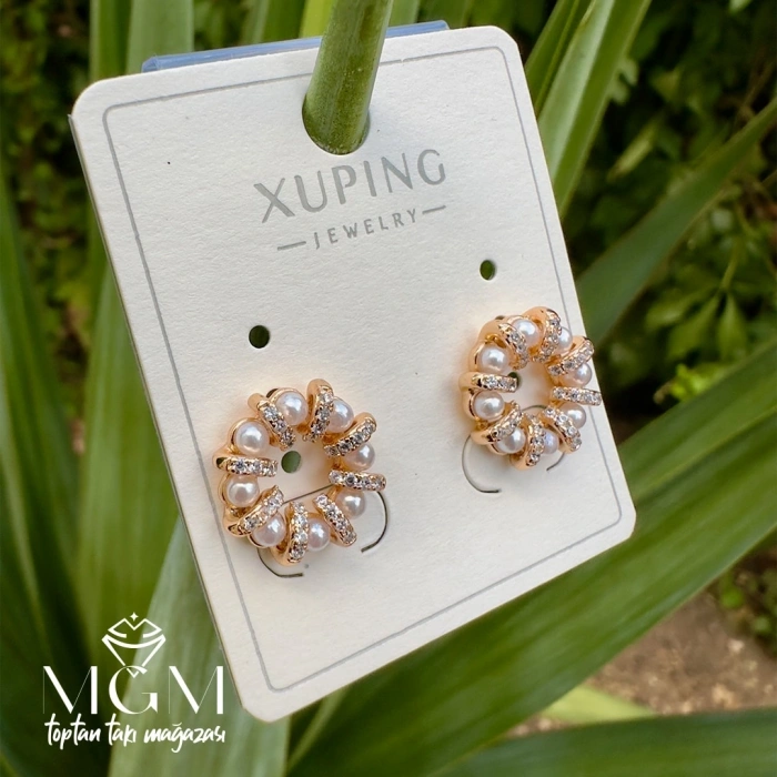 Xuping Taşlı İnci Detaylı Küpe - Kp00206