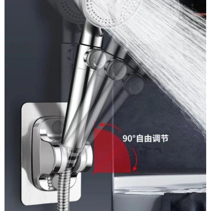 Yapışkanlı Duş Başlığı Tutucu Ayarlı Siyah (5324)