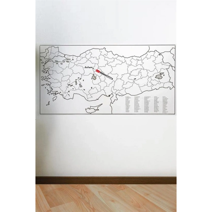 Yazılabilir Türkiye Haritası Manyetik Duvar Stickerı 110 x 56 cm (5324)