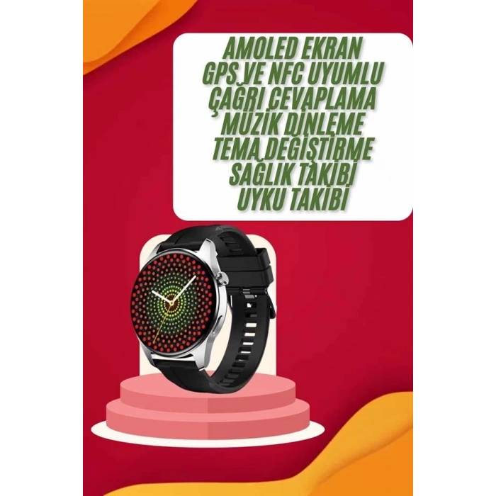 Yeni Nesil Akıllı Saat Çift Kordonlu 1.5 Inç Yuvarlak Ekran GPS ve NFC Uyumlu