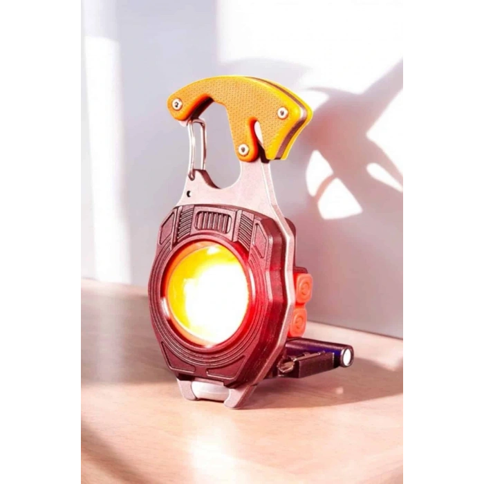 Yeni Nesil Kamp Feneri Çok Fonksiyonlu Fener Anahtarlık Usb Çakmaklı Cam Kırıcı Kemer Kesici Açacak