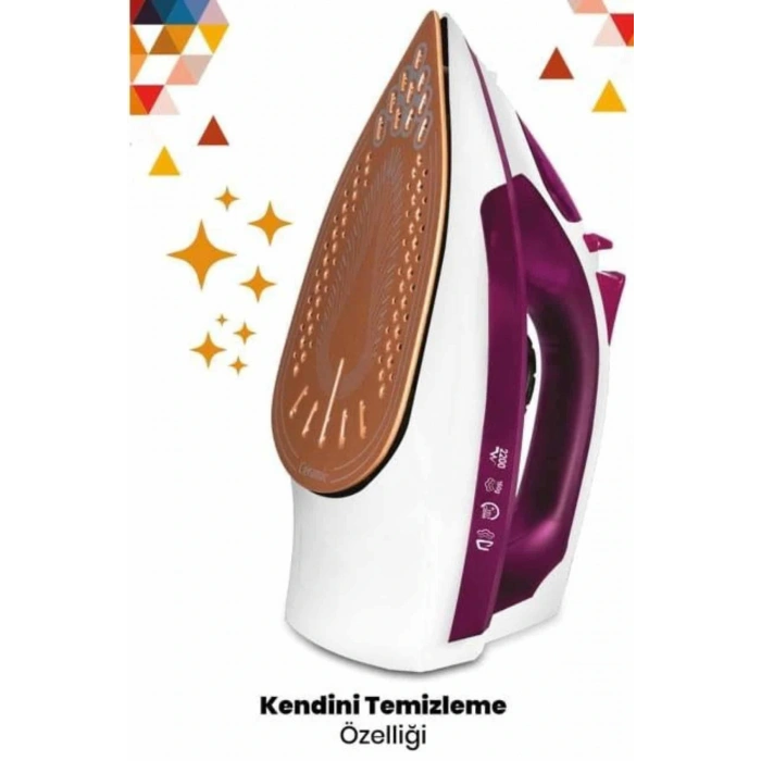 Yeni Nesil Kırmızı Buharlı Ütü 2200 Watt Seramik Tabanlı Yüksek Buhar Gücü