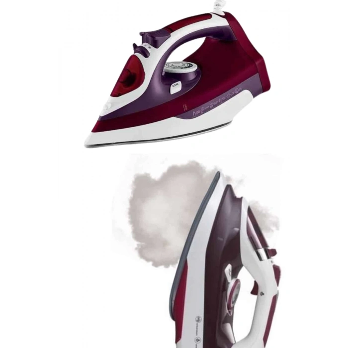 Yeni Nesil Kırmızı Buharlı Ütü 2200 Watt Seramik Tabanlı Yüksek Buhar Gücü