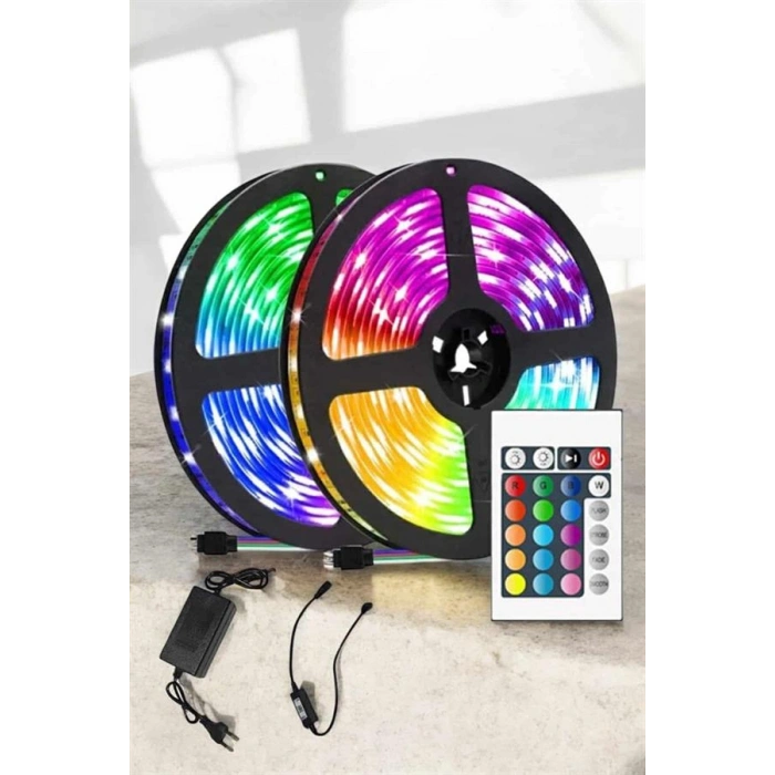 Yeni Nesil RGB Işıklı 10Metre Şerit Led Kumandalı Şarj Edilebilir