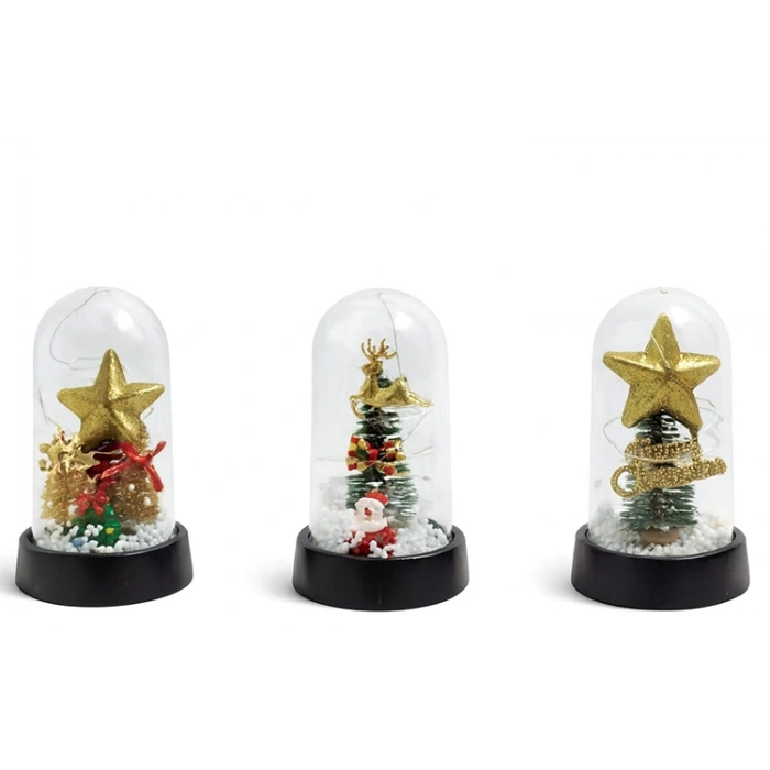 Yılbaşı Temalı Işıklı Dekoratif Cam Fanus - Model 10