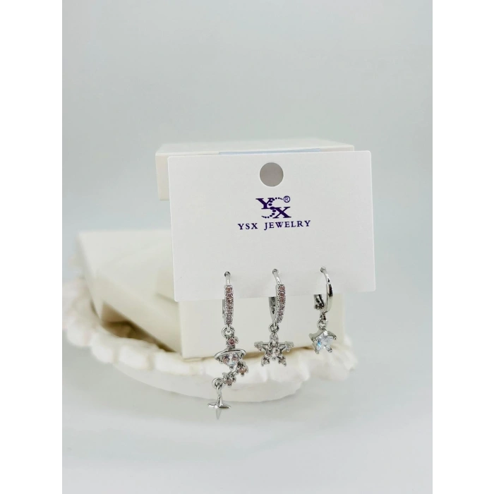 Yıldız Detaylı Üçlü Kombin Küpe - Kp00548