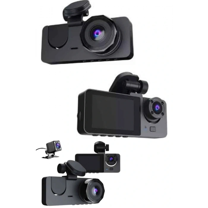 Yol Kayıt Araç Kamerası Hd Dvr 3 Kameralı 2.0in Ekranlı Ön İç Arka