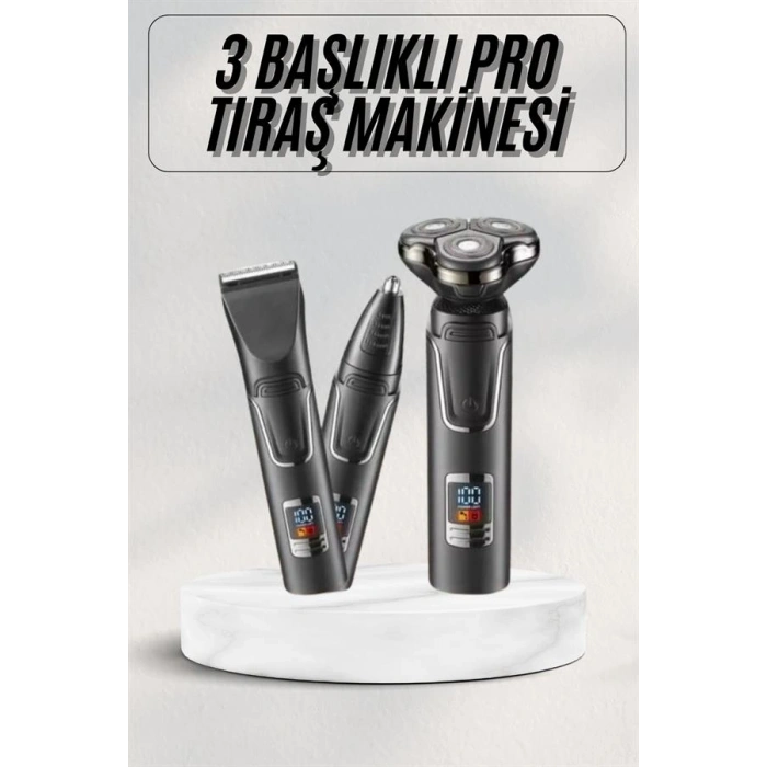 Yüksek Performanslı 3 Başlıklı Profesyonel Şarjlı Islak ve Kuru Kullanıma Uygun