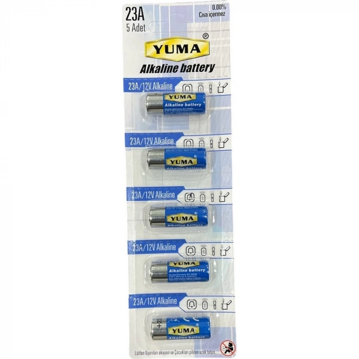 Yuma 23A MN23 V23A V23GA 12 Volt Alkalin Pil 5’li Paket