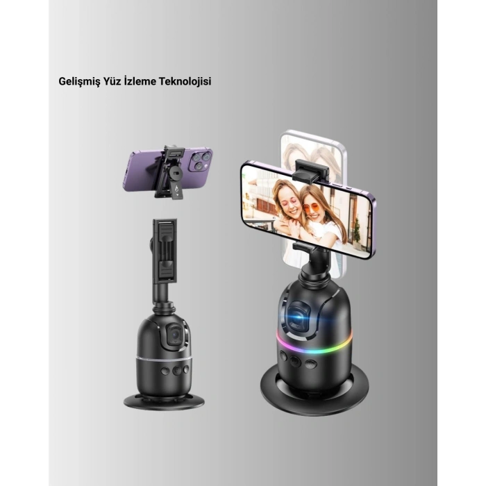 Yüz Takipli 360° Akıllı Gimbal Telefon ve Aksiyon Kamera Uyumlu