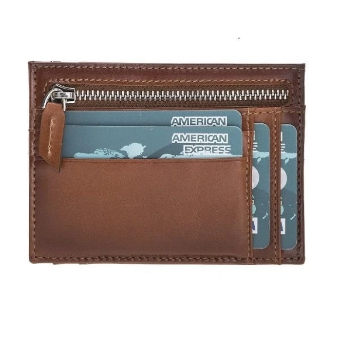 Zip Deri Fermuarlı Kartlık ZPCH RST2EF Taba