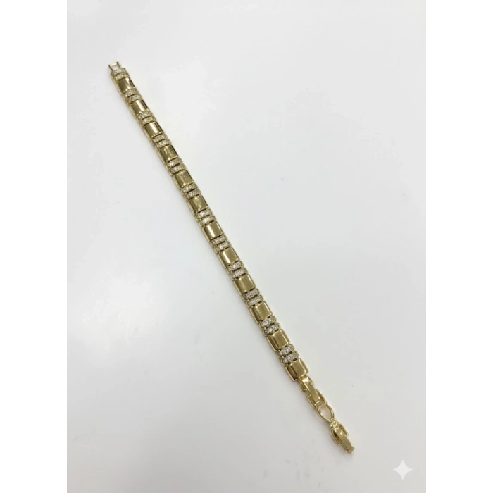    Zirkon Taşlı Pirinç Cm Bileklik 17+2 Cm  - Kbl0401