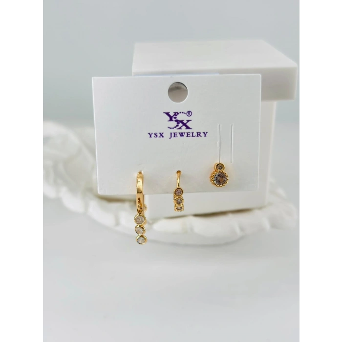 Zirkon Taşlı Üçlü Kombin Küpe - Kp00438