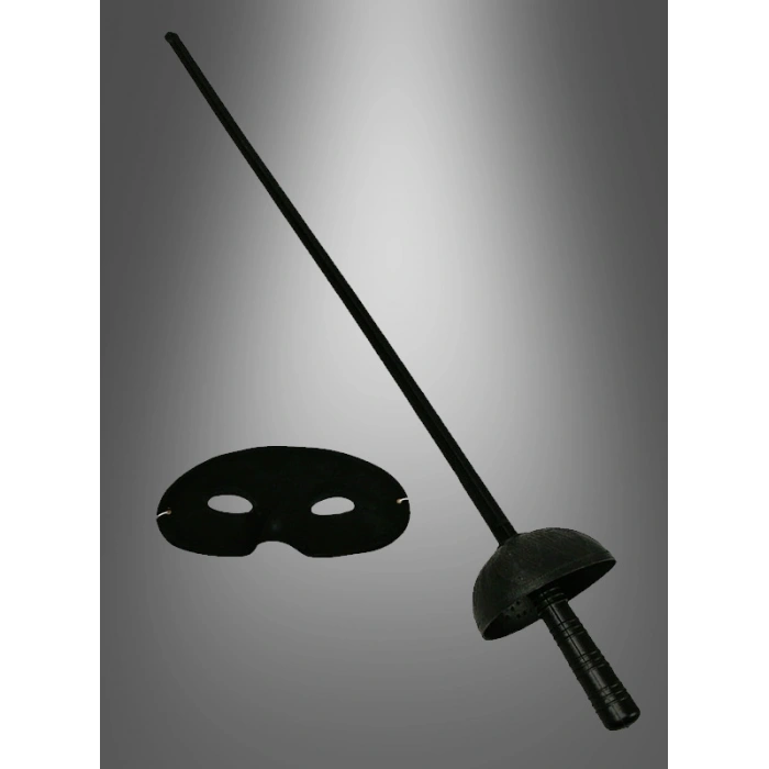 Zorro Kostüm Plastik Aksesuar Seti – Maske ve Kılıç (67 cm) (5324)