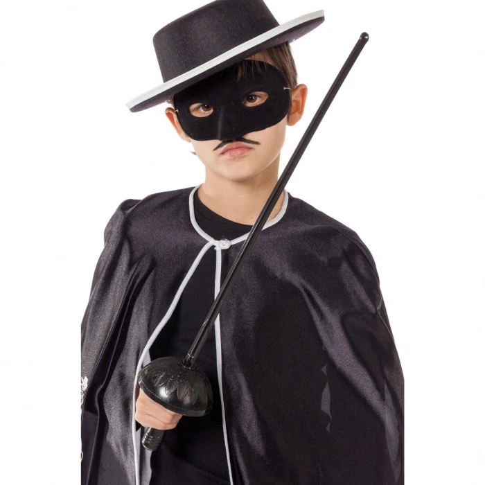Zorro Kostüm Plastik Aksesuar Seti – Maske ve Kılıç (67 cm) (5324)