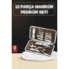 12 Parça Manikür Pedikür Seti Özel Deri Çanta El Ayak Bakımı Akne ve Sivilce Temizleme