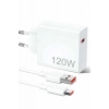 120W Şarj Aleti Hızlı Çift Turbo Şarj Aleti Seti Beyaz