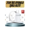 15/Pro/Pro Max 20W İOS Uyumlu Hızlı Şarj Aleti Adaptörlü Beyaz