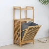 2 ORGANİZER RAFLI - ÇEK AÇ SEPET AHŞAP BAMBU KİRLİ ÇAMAŞIR SEPET 40X35X95CM (5324)