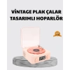 3-ü-1 Gece Işığı Bluetooth Hoparlör ve Dijital Saat Vintage Plak Çalar Tasarımlı