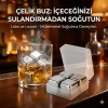 4lü Çelik Metal Kaplama Viski Taşı Soğutma Buz Küpü