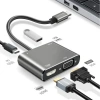 4’ü 1 Arada Type-C to Hub Dönüştürücü Adaptör – 4K Ultra HD HDMI &amp; VGA Görüntü Aktarımı, PD Hızlı Şarj Destekli, USB Çoklayıcı (5324)