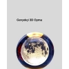 USB Işıklı Ay Kristal Küre 3D Oyma Tasarım Ahşap Standlı Gece Lambası