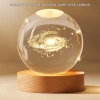 Gün Işığı LED’li 3D Kristal Galaksi Küre Ahşap Tabanlı Dekoratif Lamba