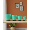 4’lü 3D Yeşil Dekoratif Vazo Seti Modern Ayaklı Şık Saksı Takımı