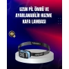 Süper Parlak LED Kafa Feneri 3 Renk 53 Mod Type C Şarjlı
