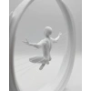 3D Zen Heykeli Beyaz Ay İçinde Meditasyon Figürü Dekoratif Obje