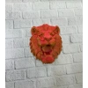 Dekoratif Asılabilir Aslan Başı 3D Duvar Heykeli Gold Red 20x21 cm