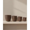 4’lü 3D Kahverengi Dekoratif Vazo Seti Modern Ayaklı Şık Saksı Takımı