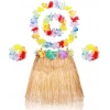 Yetişkin Çocuk Hawaii Parti Seti - 40 cm Naturel Etek + Çiçek Aksesuarlar (5 Parça) (5324)