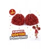 1 Çift ( 2 Adet ) Kırmızı Renk 23 Nisan 19 Mayıs 29 Ekim Okul Gösteri Ponponları Ekstra Dolgun (5324