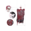 Led Işıklı Kahkaha Atan Sesli Sensörlü Ürpertici Kuru Kafa Kanlı Korku Hayalet Saçaklı Dekor 90x50 c
