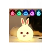 5 Farklı Renk Modlu Tavşan Figürlü Pofuduk LED Gece Lambası–Yumuşak Dokulu Çocuk Odası ve Dekoratif